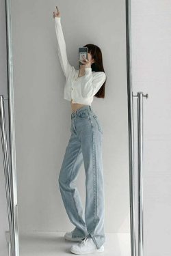 Y2K Summer Slit Mopping Pants - 90s Grunge, Retro, Pastel Goth, Y2K Club & Party Outfits