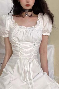 Y2K Summer Soft Girl Aesthetic White Mini Dress - 90s Grunge, Retro, Pastel Goth Outfits