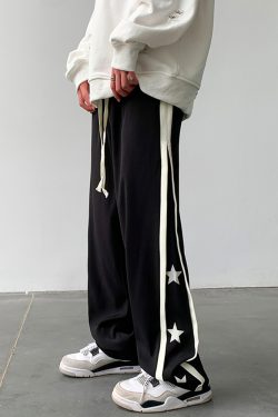 Y2K Summer Star Joggers - 90s Grunge, Retro Hip Hop, Pastel Goth, Y2K Club & Party Outfits