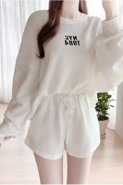 Y2K Summer Sweatshirt Shorts Set - 90s Grunge, Retro, Pastel Goth, Y2K Club & Party Outfits