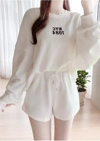 Y2K Summer Sweatshirt Shorts Set - 90s Grunge, Retro, Pastel Goth, Y2K Club & Party Outfits