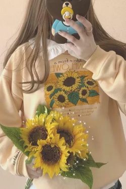 Y2K Sunflower Sweatshirt ?? - Retro 90s Grunge, Summer Y2K Outfits, Pastel Goth Fashion