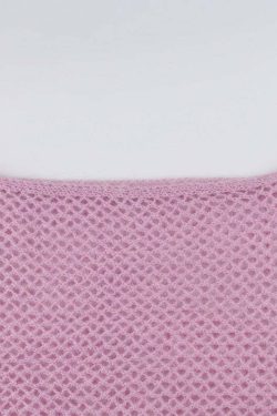 Y2K Sweet Pink Knit Crochet Top - Retro 90s Grunge, Summer Outfits, Baby Tees, Y2K Fashion