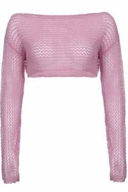 Y2K Sweet Pink Knit Crochet Top - Retro 90s Grunge, Summer Outfits, Baby Tees, Y2K Fashion