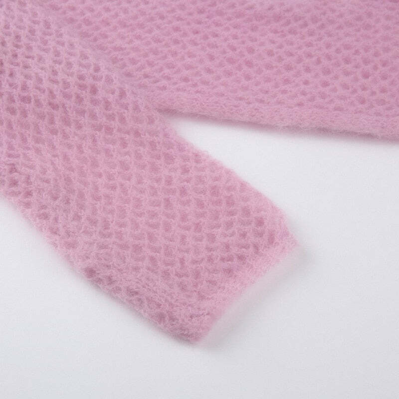 Y2K Sweet Pink Knit Crochet Top - Retro 90s Grunge, Summer Outfits, Baby Tees, Y2K Fashion
