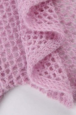 Y2K Sweet Pink Knit Crochet Top - Retro 90s Grunge, Summer Outfits, Baby Tees, Y2K Fashion