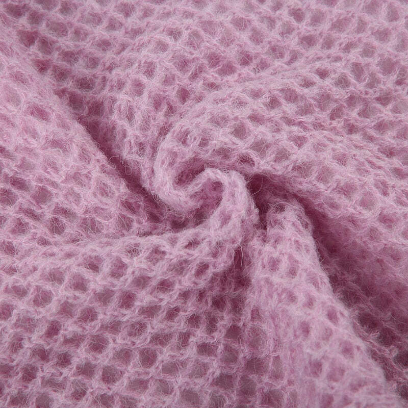 Y2K Sweet Pink Knit Crochet Top - Retro 90s Grunge, Summer Outfits, Baby Tees, Y2K Fashion