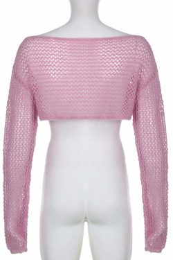 Y2K Sweet Pink Knit Crochet Top - Retro 90s Grunge, Summer Outfits, Baby Tees, Y2K Fashion