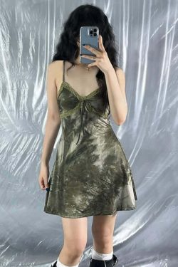Y2K Tie Dye Gothic Grunge Cami Mini Dress - Retro 90s Summer Outfit for Y2K Fashionistas