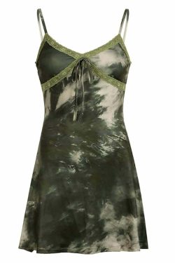 Y2K Tie Dye Gothic Grunge Cami Mini Dress - Retro 90s Summer Outfit for Y2K Fashionistas