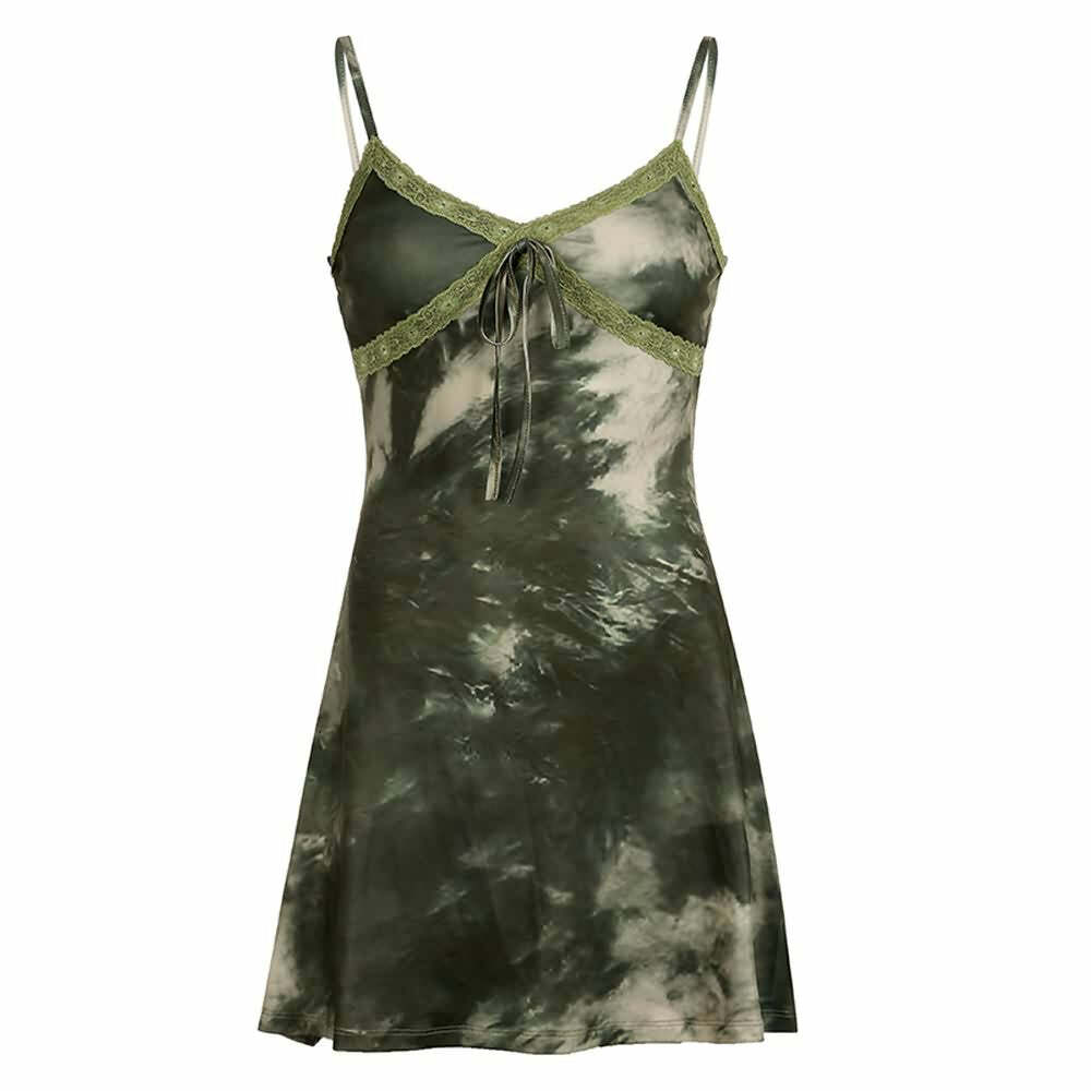 Y2K Tie Dye Gothic Grunge Cami Mini Dress - Retro 90s Summer Outfit for Y2K Fashionistas