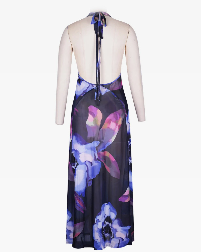 Y2K Tie Dye Halter Dress - Retro 90s Grunge Summer Outfit, Perfect for Y2K Parties & Clubbing