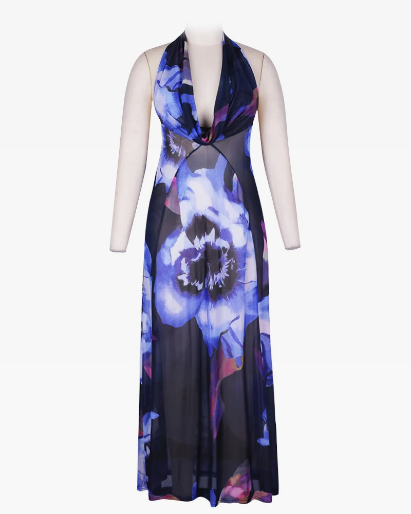 Y2K Tie Dye Halter Dress - Retro 90s Grunge Summer Outfit, Perfect for Y2K Parties & Clubbing