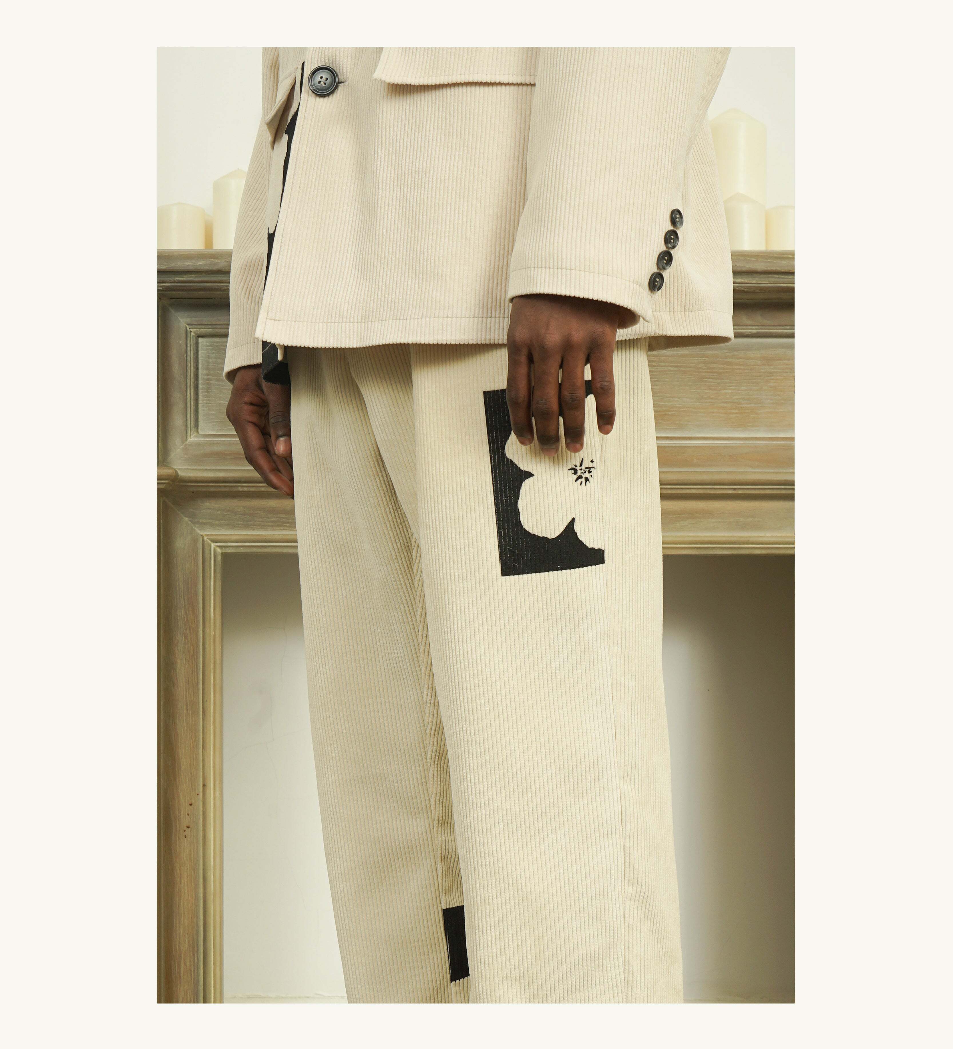 Y2K Two-Tone Flower Corduroy Trousers - 90s Grunge, Retro, Pastel Goth, Summer Y2K