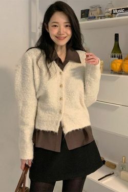 Y2K V-Neck Boucl� Cardigan - Retro 90s Grunge, Summer Outfits, Y2K Fashion Essentials