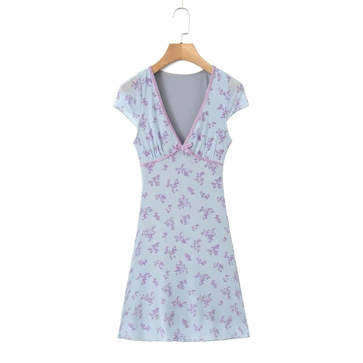 Y2K V-Neck Mini Dress - 90s Grunge, Retro Summer Outfit, Y2K Party & Club Fashion