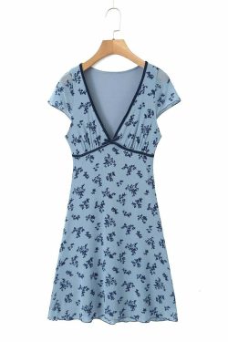 Y2K V-Neck Mini Dress - 90s Grunge, Retro Summer Outfit, Y2K Party & Club Fashion
