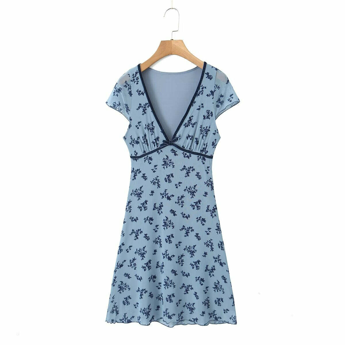 Y2K V-Neck Mini Dress - 90s Grunge, Retro Summer Outfit, Y2K Party & Club Fashion