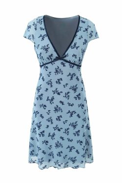 Y2K V-Neck Mini Dress - 90s Grunge, Retro Summer Outfit, Y2K Party & Club Fashion