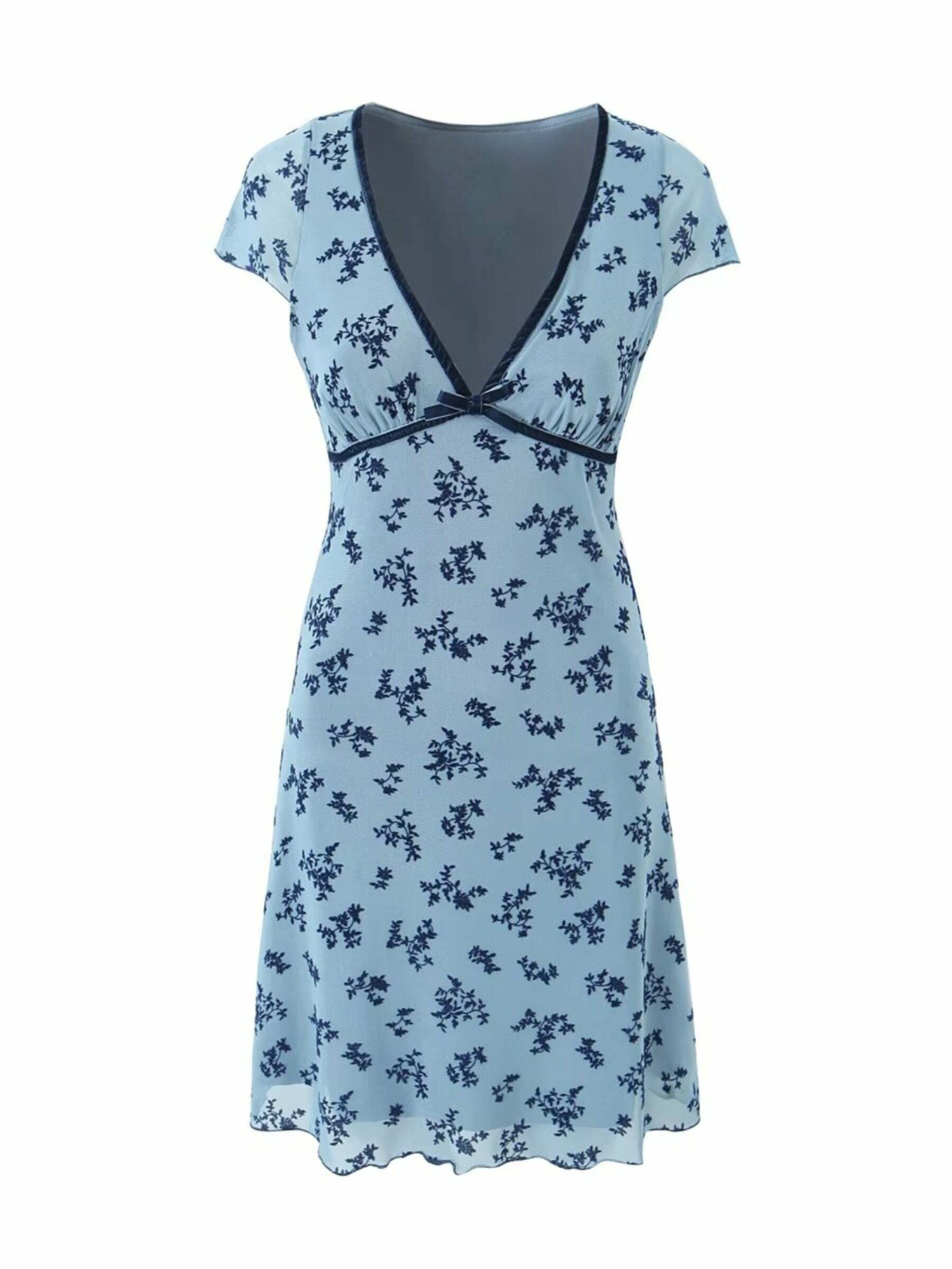 Y2K V-Neck Mini Dress - 90s Grunge, Retro Summer Outfit, Y2K Party & Club Fashion