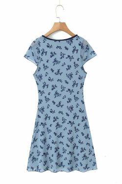 Y2K V-Neck Mini Dress - 90s Grunge, Retro Summer Outfit, Y2K Party & Club Fashion