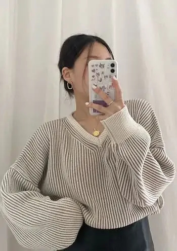 Y2K V-Neck Striped Sweater - 90s Grunge, Retro Summer, Pastel Goth, Y2K Club & Party