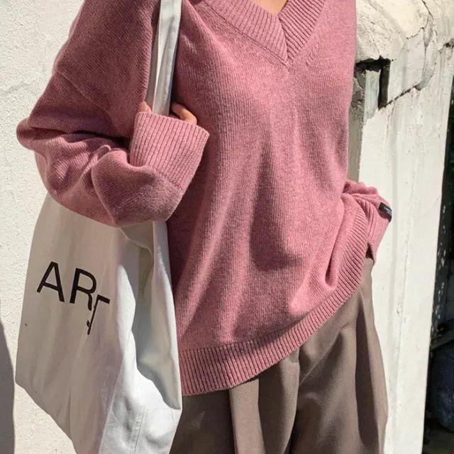 Y2K V-Neck Woolen Knit Top - Retro 90s Grunge, Summer Outfits, Pastel Goth Fashion