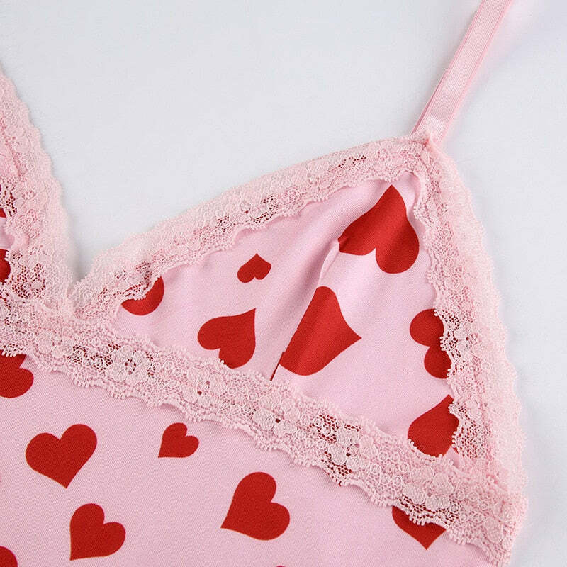 Y2K Valentines Hearts Mini Dress - 90s Grunge, Retro Summer, Y2K Party & Club Outfits