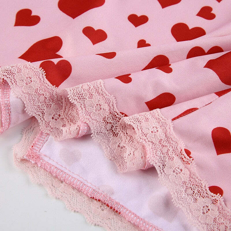 Y2K Valentines Hearts Mini Dress - 90s Grunge, Retro Summer, Y2K Party & Club Outfits