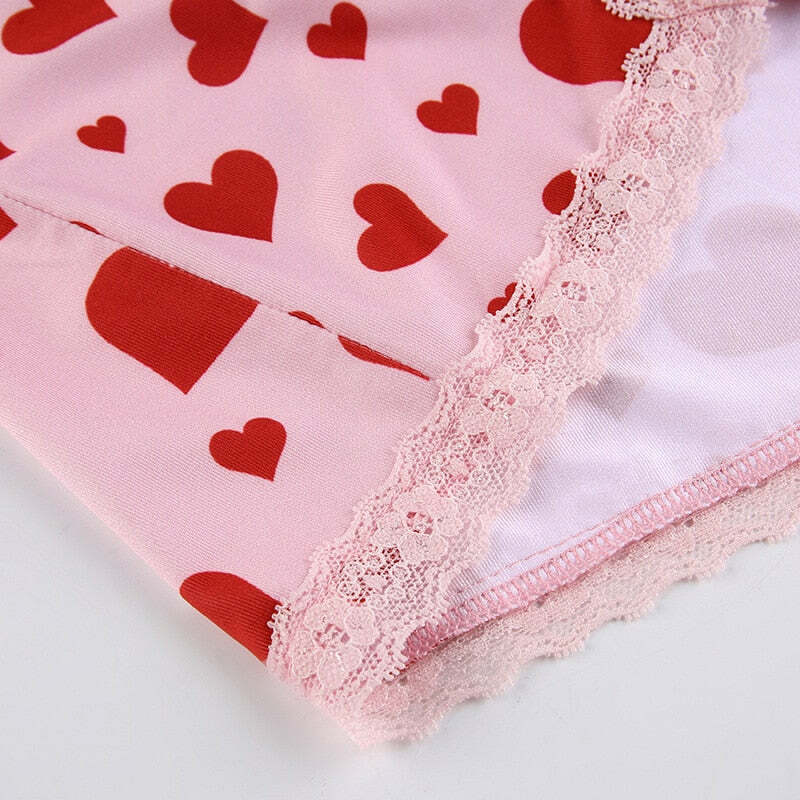 Y2K Valentines Hearts Mini Dress - 90s Grunge, Retro Summer, Y2K Party & Club Outfits