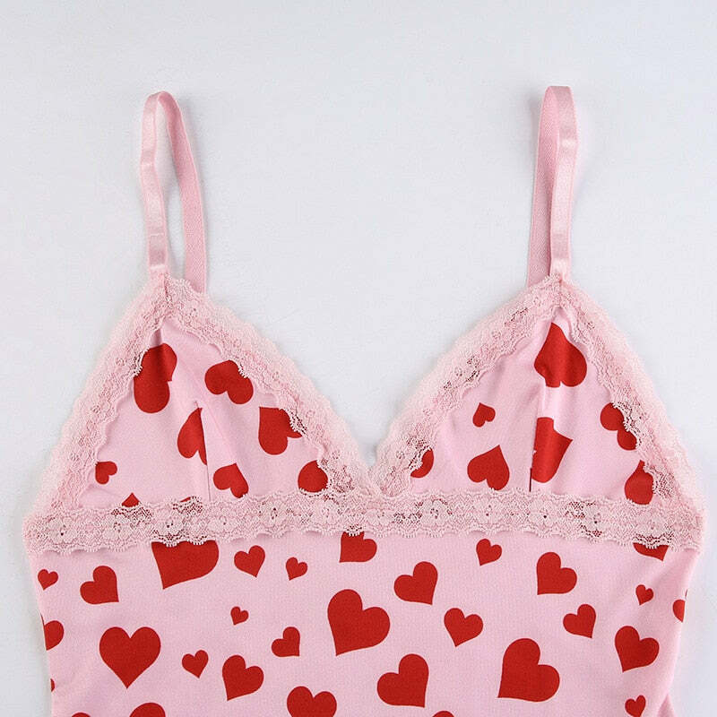 Y2K Valentines Hearts Mini Dress - 90s Grunge, Retro Summer, Y2K Party & Club Outfits