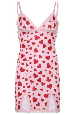 Y2K Valentines Hearts Mini Dress - 90s Grunge, Retro Summer, Y2K Party & Club Outfits