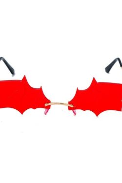Y2K Vampire Aesthetic Bat Wings Sunglasses - Red Retro 90s Grunge Goth Y2K Fashion