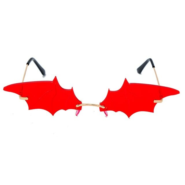 Y2K Vampire Aesthetic Bat Wings Sunglasses - Red Retro 90s Grunge Goth Y2K Fashion