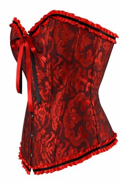 Y2K Vampire Corset Bustier - Blood Red Floral Grunge, 90s Goth, Retro Summer Party Outfit