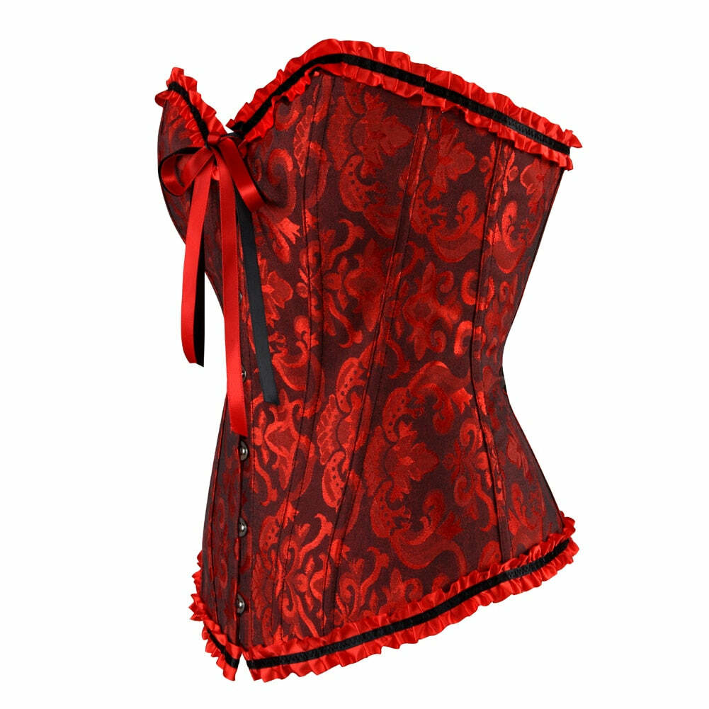 Y2K Vampire Corset Bustier - Blood Red Floral Grunge, 90s Goth, Retro Summer Party Outfit