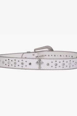 Y2K White Belt - Retro 90s Grunge, Y2K Summer Outfits, Popstar & Club Fashion