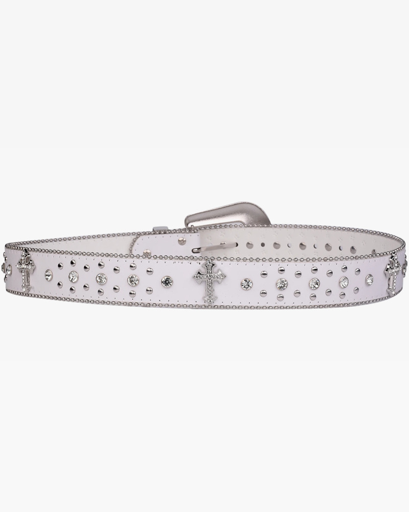 Y2K White Belt - Retro 90s Grunge, Y2K Summer Outfits, Popstar & Club Fashion