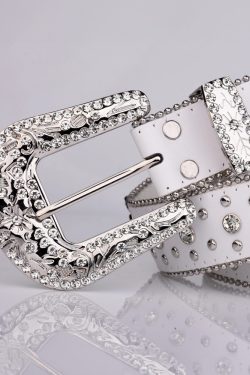 Y2K White Belt - Retro 90s Grunge, Y2K Summer Outfits, Popstar & Club Fashion