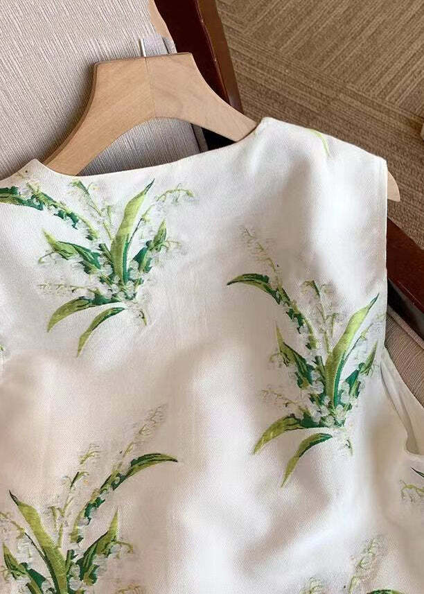 Y2K White Embroidered Silk Waistcoat - Sleeveless Retro 90s Grunge Summer Outfit