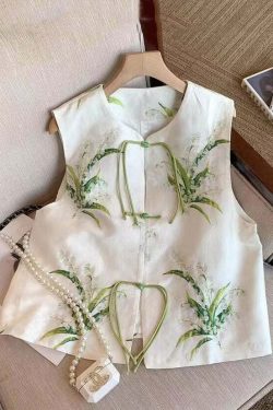 Y2K White Embroidered Silk Waistcoat - Sleeveless Retro 90s Grunge Summer Outfit