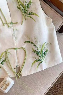 Y2K White Embroidered Silk Waistcoat - Sleeveless Retro 90s Grunge Summer Outfit