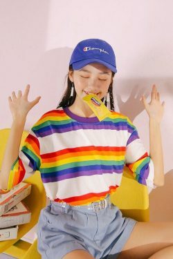 Y2K White Multicolor T-Shirt - Retro 90s Grunge, Summer Outfits, Baby Tees, and Popstar Vibes