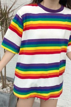 Y2K White Multicolor T-Shirt - Retro 90s Grunge, Summer Outfits, Baby Tees, and Popstar Vibes