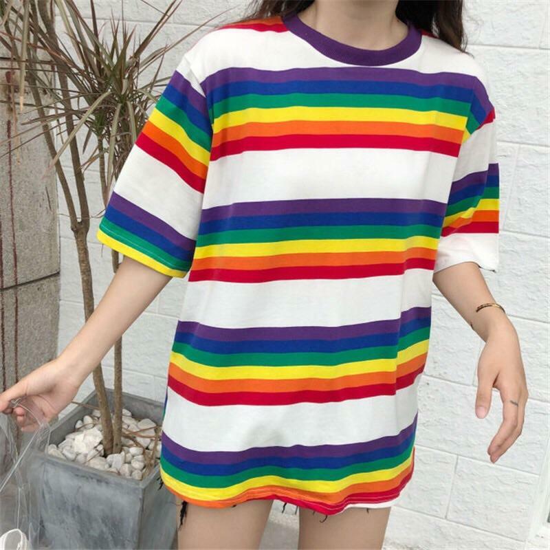 Y2K White Multicolor T-Shirt - Retro 90s Grunge, Summer Outfits, Baby Tees, and Popstar Vibes