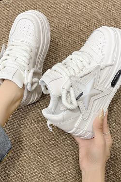 Y2K White Star Shoes - Perfect for 90s Grunge, Retro, and Summer Y2K Outfits