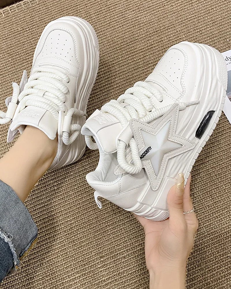 Y2K White Star Shoes - Perfect for 90s Grunge, Retro, and Summer Y2K Outfits