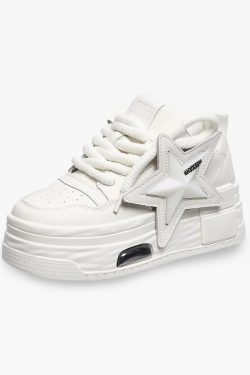 Y2K White Star Shoes - Perfect for 90s Grunge, Retro, and Summer Y2K Outfits