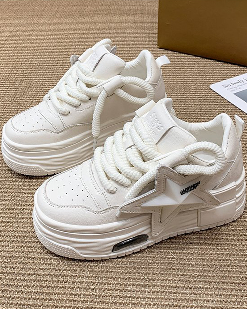 Y2K White Star Shoes - Perfect for 90s Grunge, Retro, and Summer Y2K Outfits