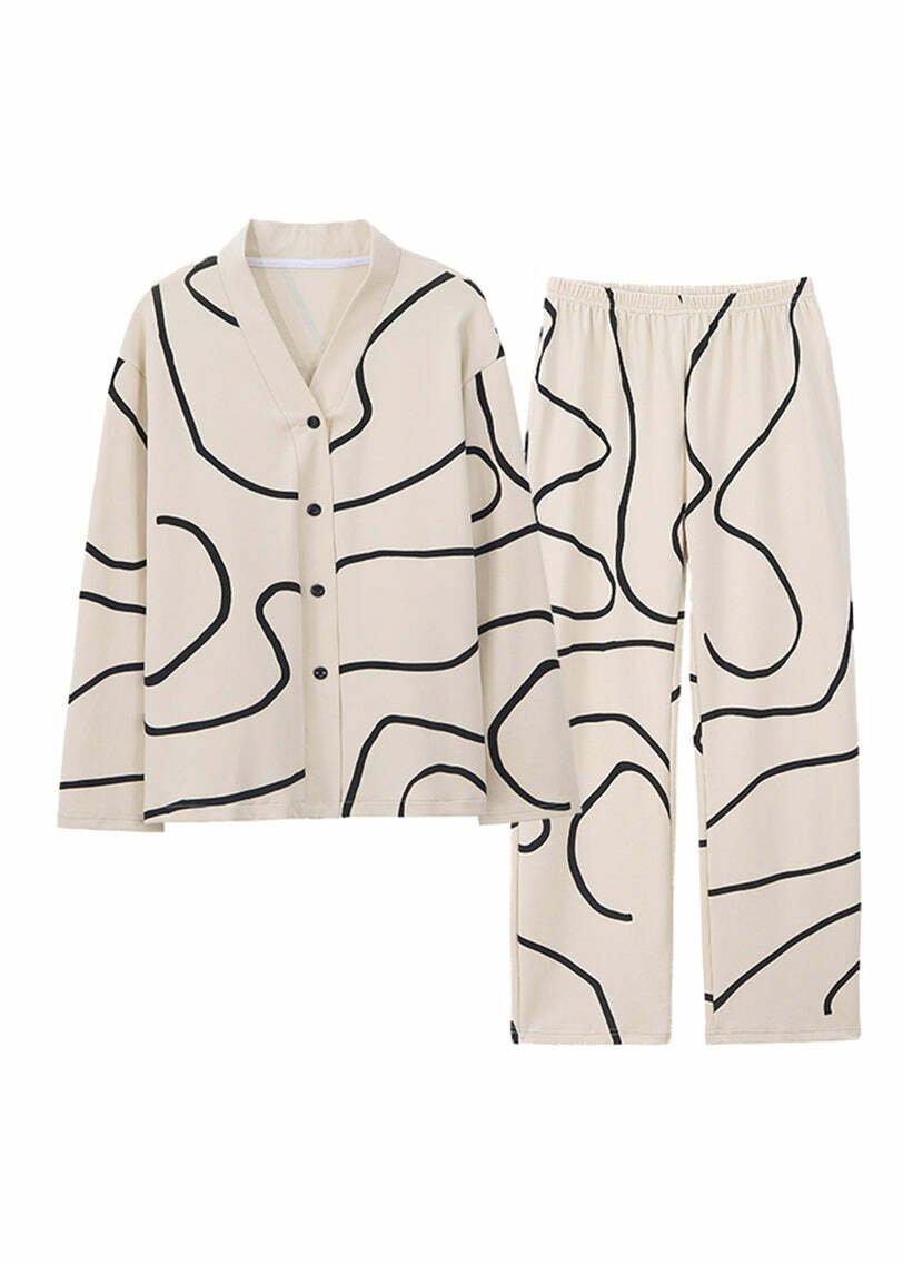 Y2K White Striped Patchwork Cotton Two-Piece Set - 90s Grunge Summer Outfit